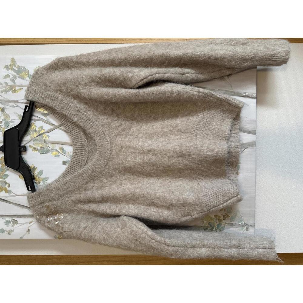 White House Black Market Beige Sweater with Sequin Detail, Size M - Picture 5 of 8